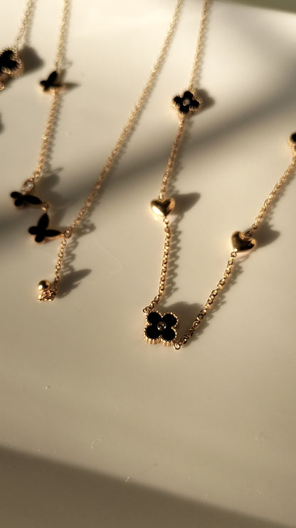 Clovar heart long chain necklace