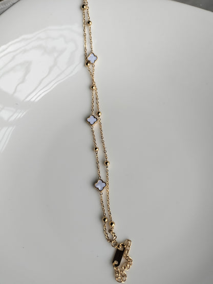 Double chain white mini clovar bracelet