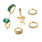 Load image into Gallery viewer, Green Stone Ring set (R-56)
