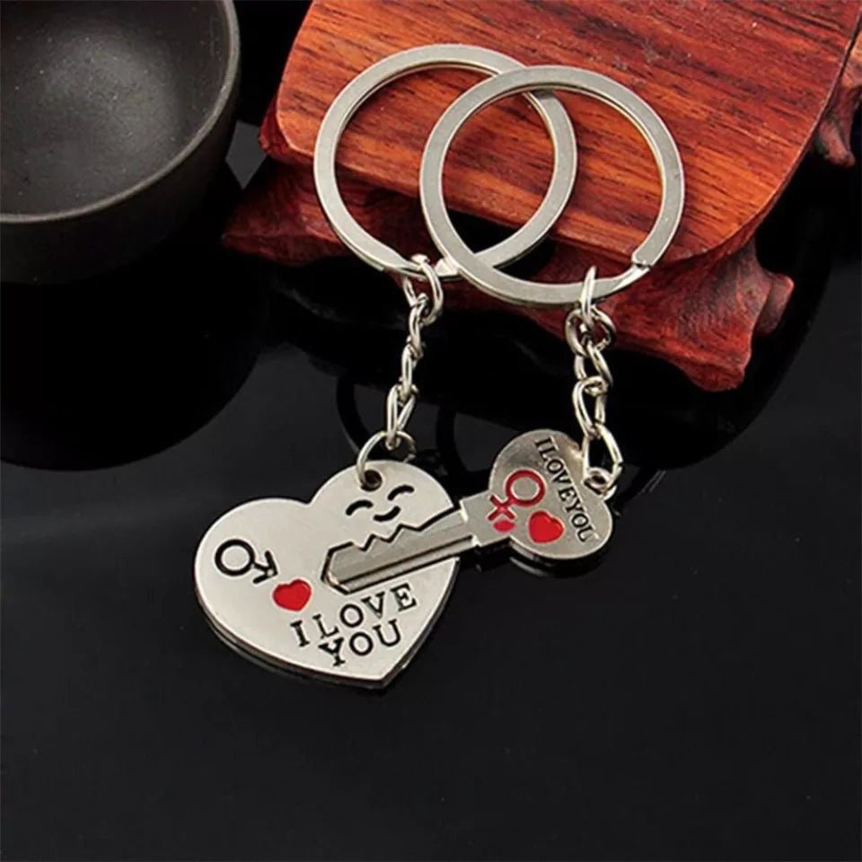 Couple Heart Key Ring