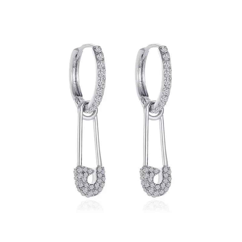 Silver Safetypin Earrings