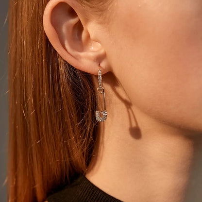 Silver Safetypin Earrings