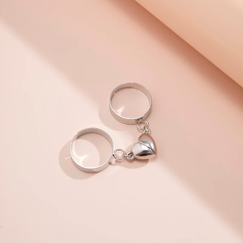 Couple Heart Ring Set