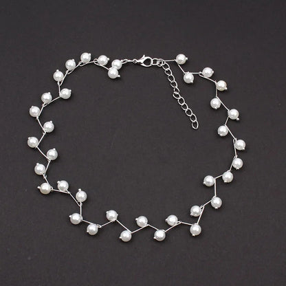 Pearl Charm Choker Silver