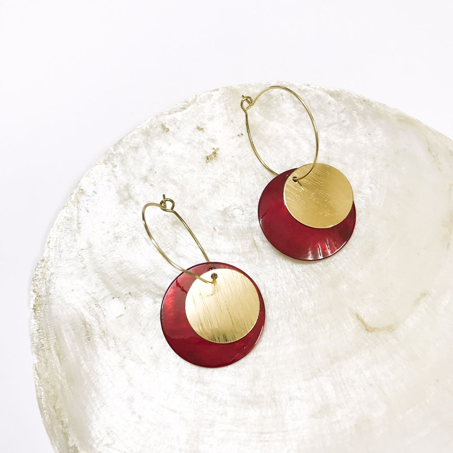 Red Gold Circle Earring