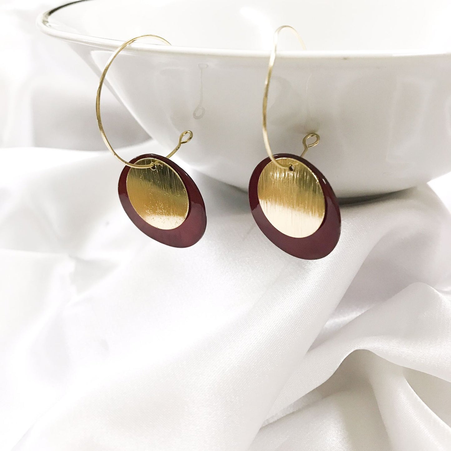 Red Gold Circle Earring