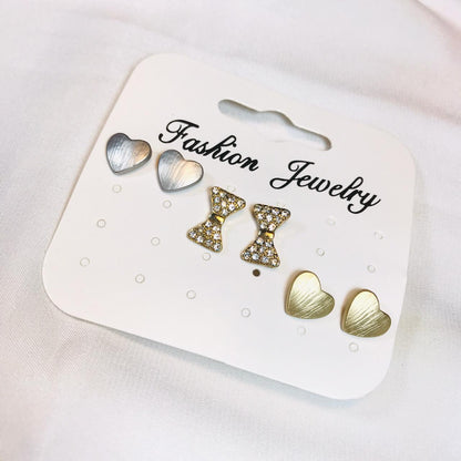 Heart,Bow Stud Set