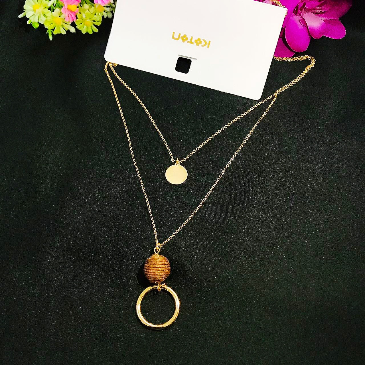 Two Layer beads coin Necklace