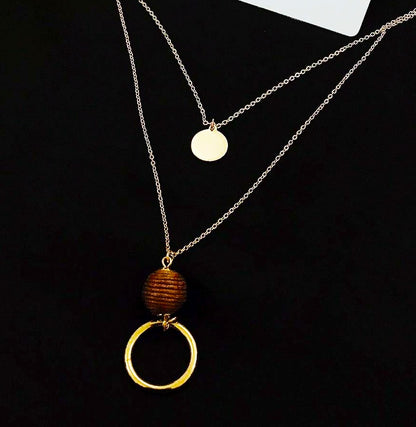 Two Layer beads coin Necklace