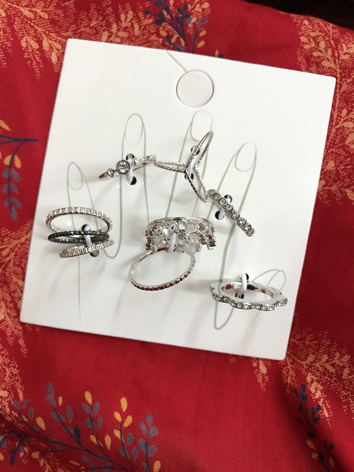 Silver Crown Ring Set