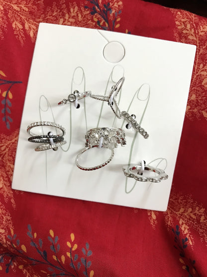 Silver Crown Ring Set