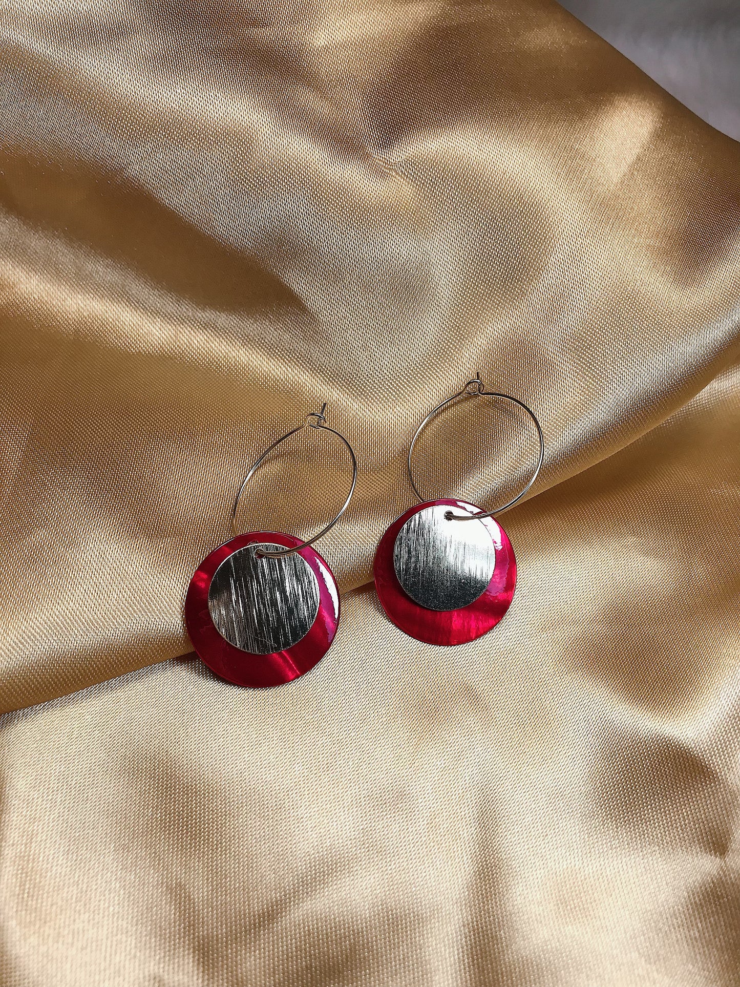 Red Gold Circle Earring