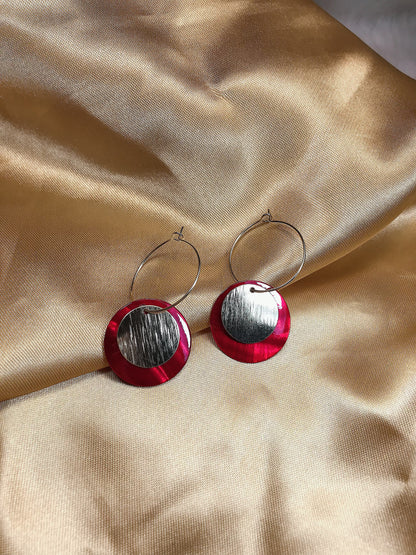 Red Gold Circle Earring
