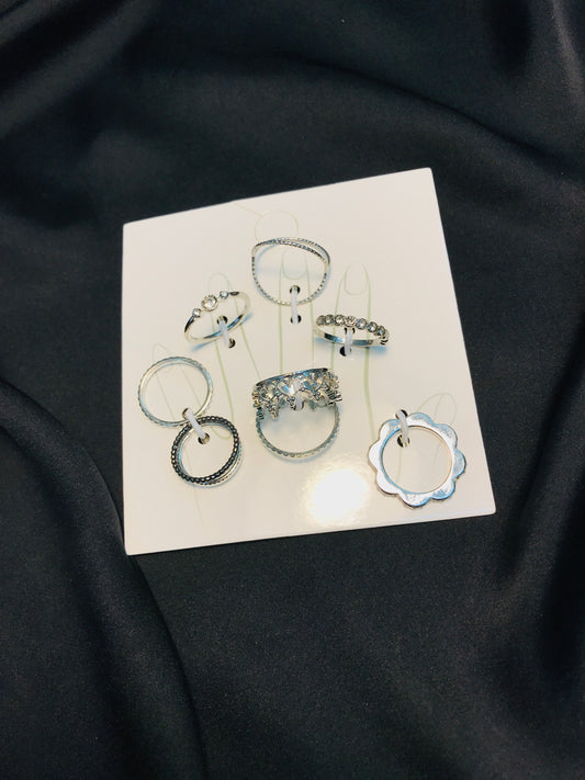 Silver Crown Ring Set