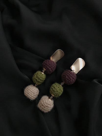 Jute Pom Ball Earring