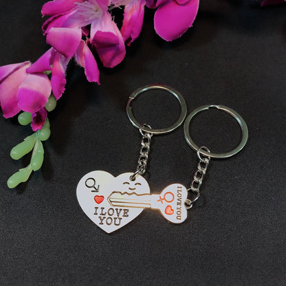 Couple Heart Key Ring