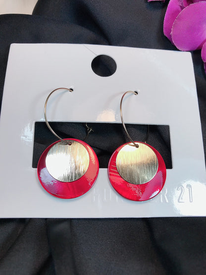 Red Gold Circle Earring