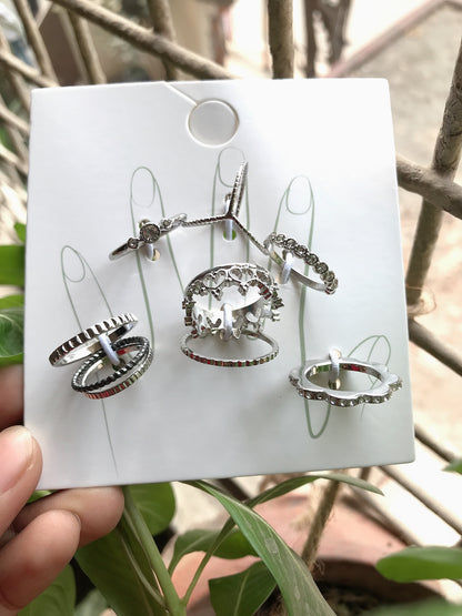 Silver Crown Ring Set