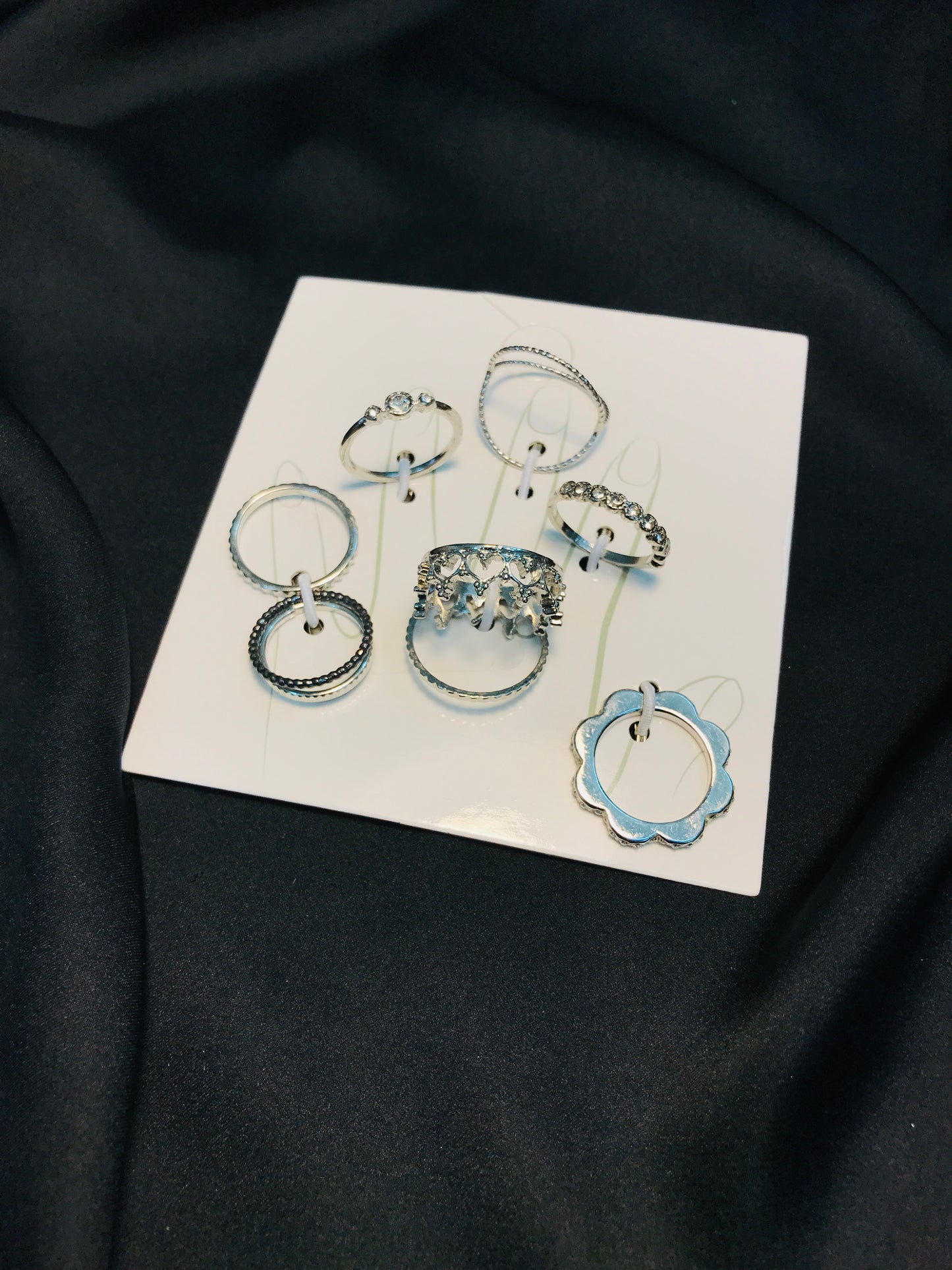 Silver Crown Ring Set