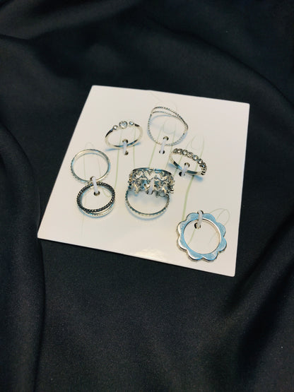 Silver Crown Ring Set