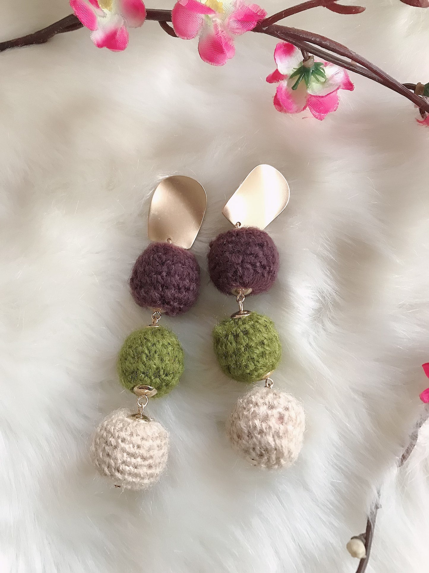 Jute Pom Ball Earring