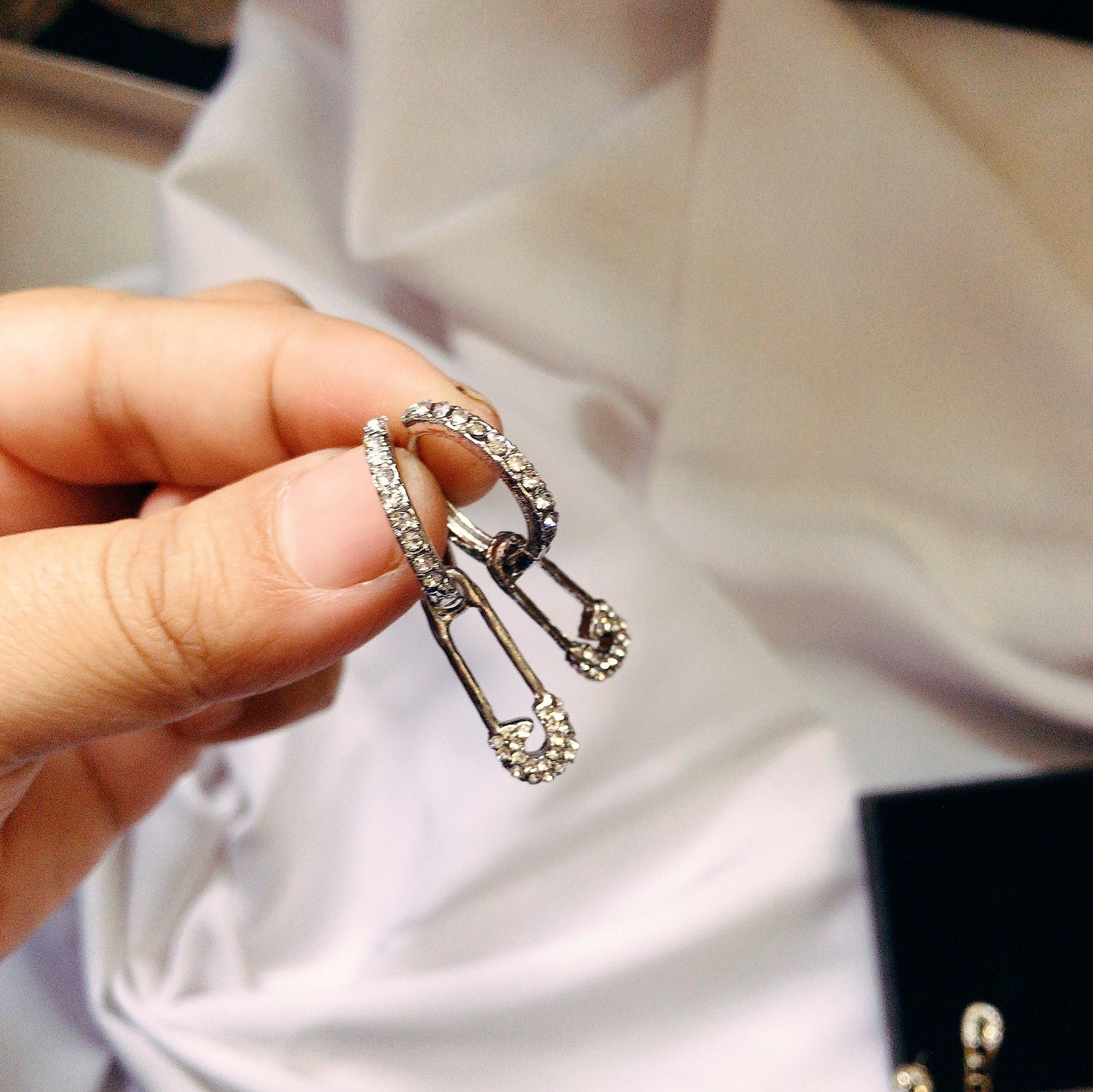 Silver Safetypin Earrings