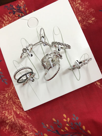 Silver Crown Ring Set