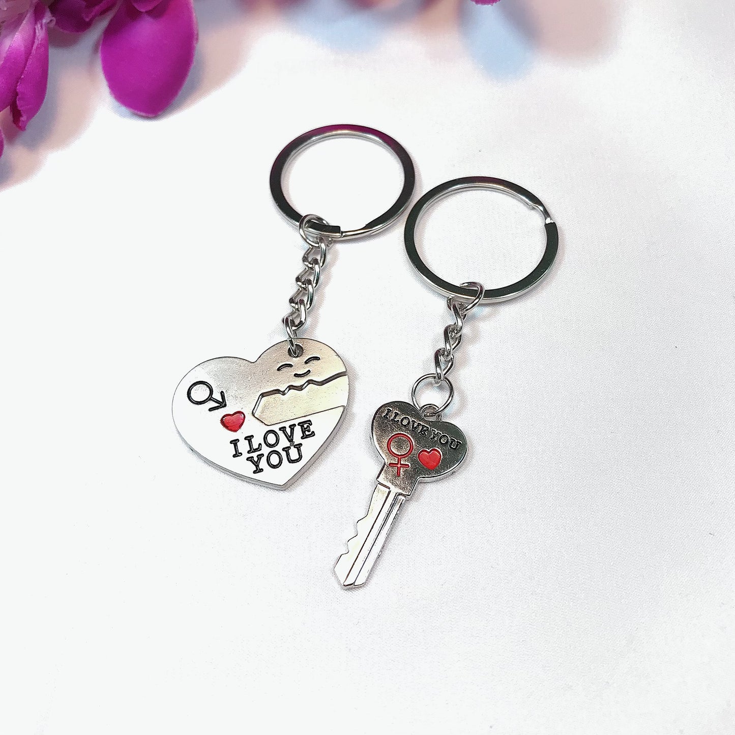 Couple Heart Key Ring