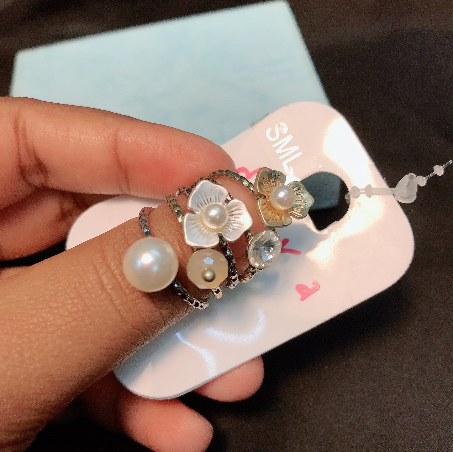 Multi Flower Ring Set