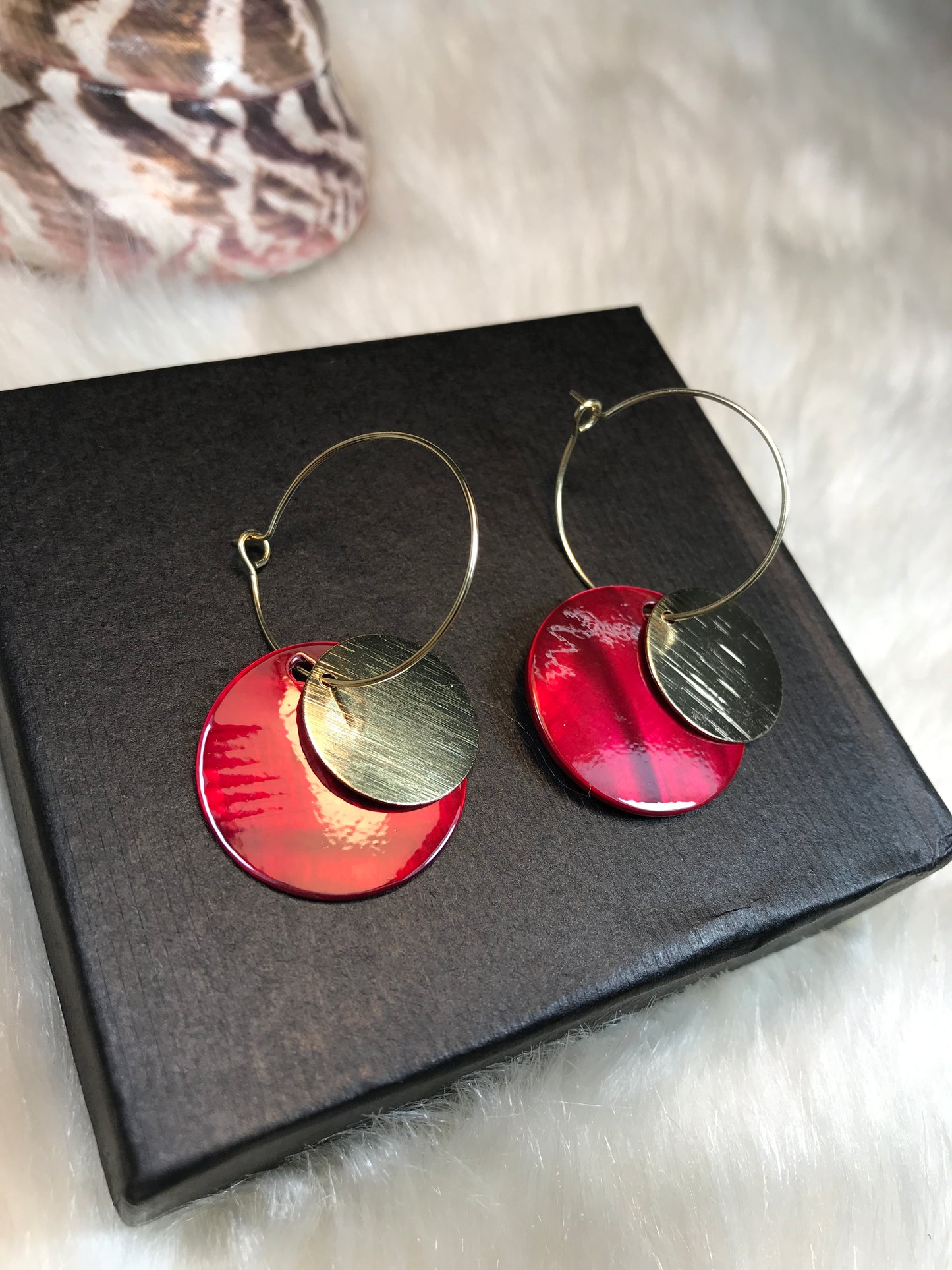 Red Gold Circle Earring