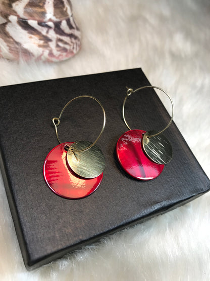 Red Gold Circle Earring
