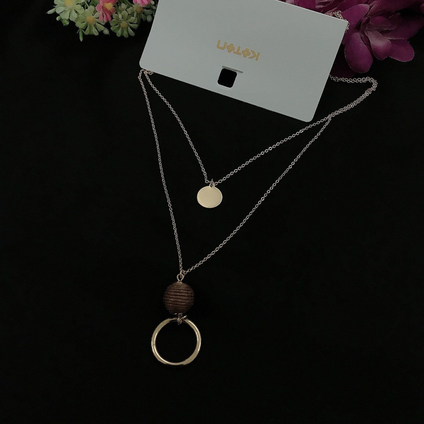 Two Layer beads coin Necklace