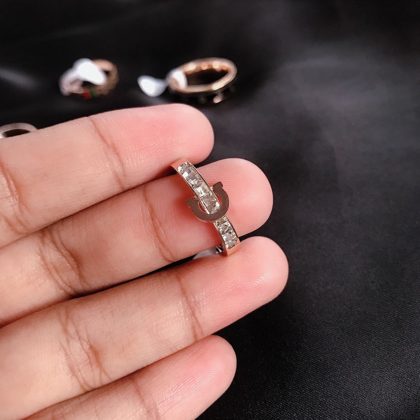 Rose Gold Titanium Belt Design Ring