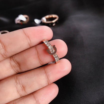 Rose Gold Titanium Belt Design Ring