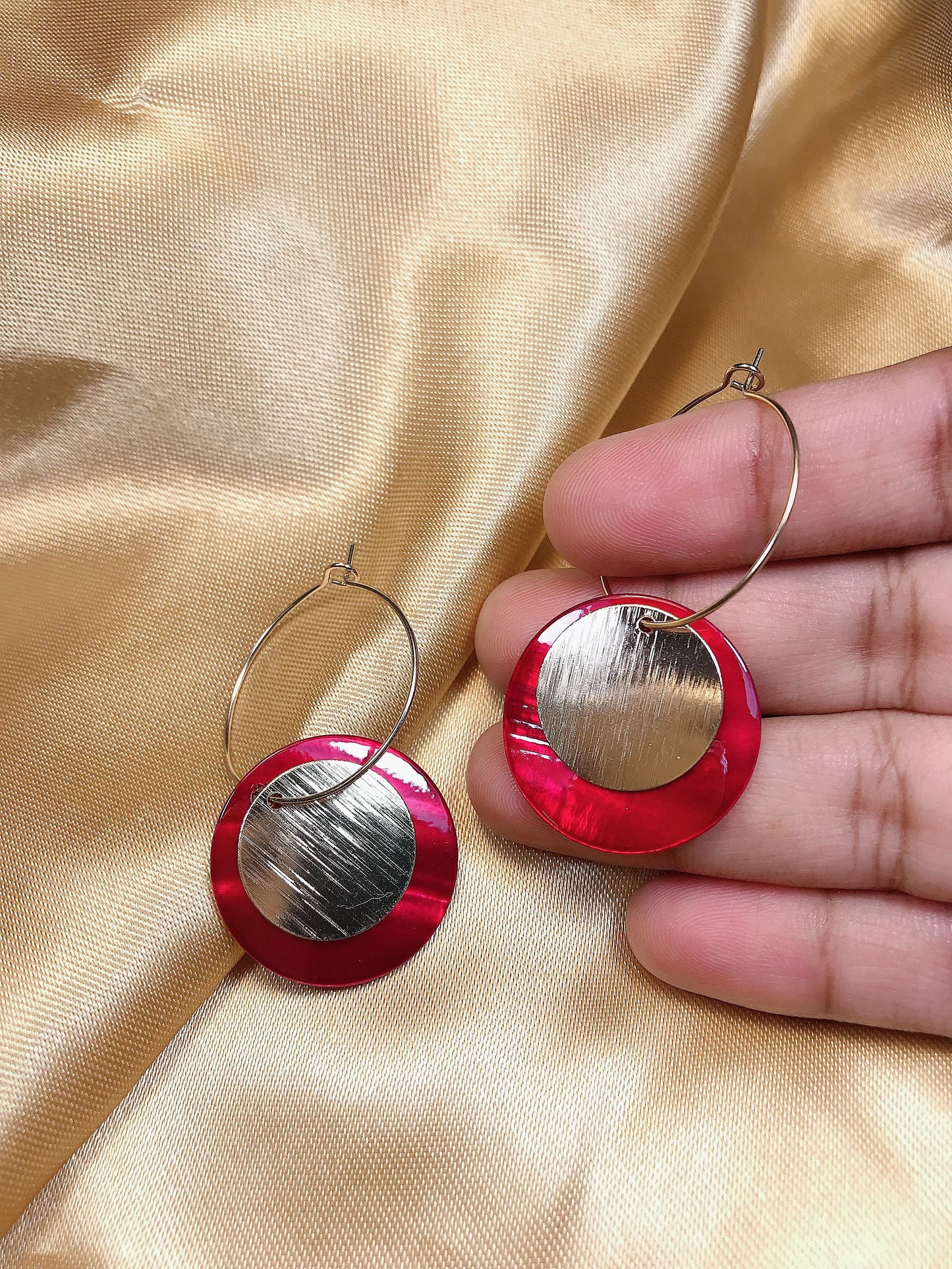 Red Gold Circle Earring