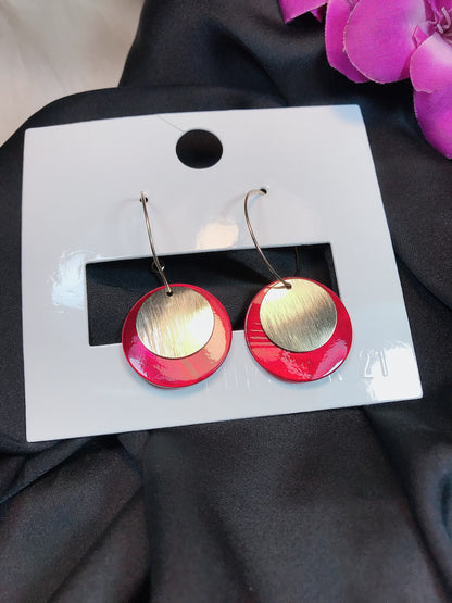 Red Gold Circle Earring
