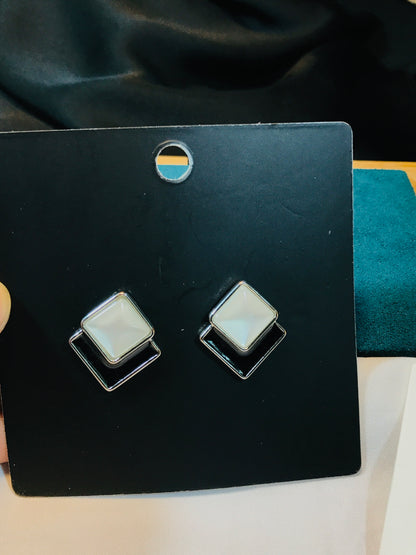 B & W enamel Triangle Earrings