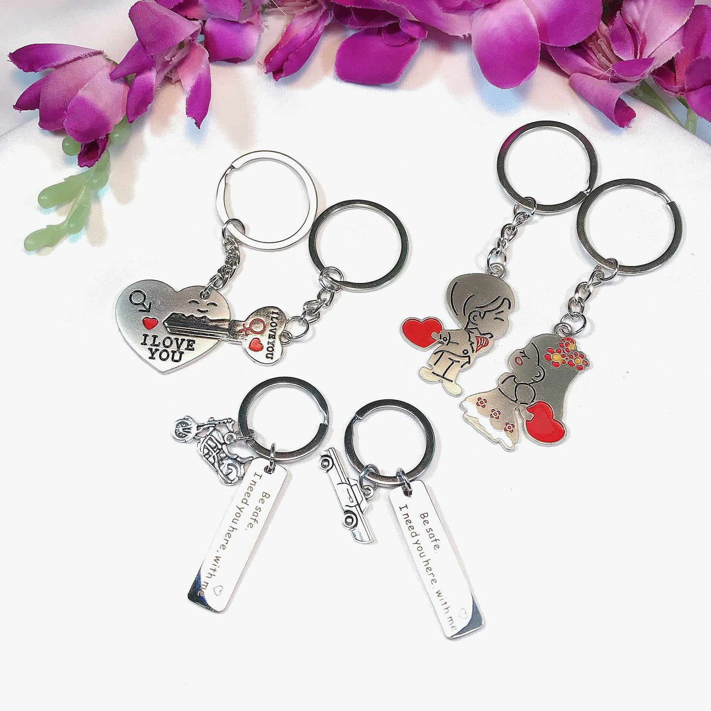 Couple Heart Key Ring