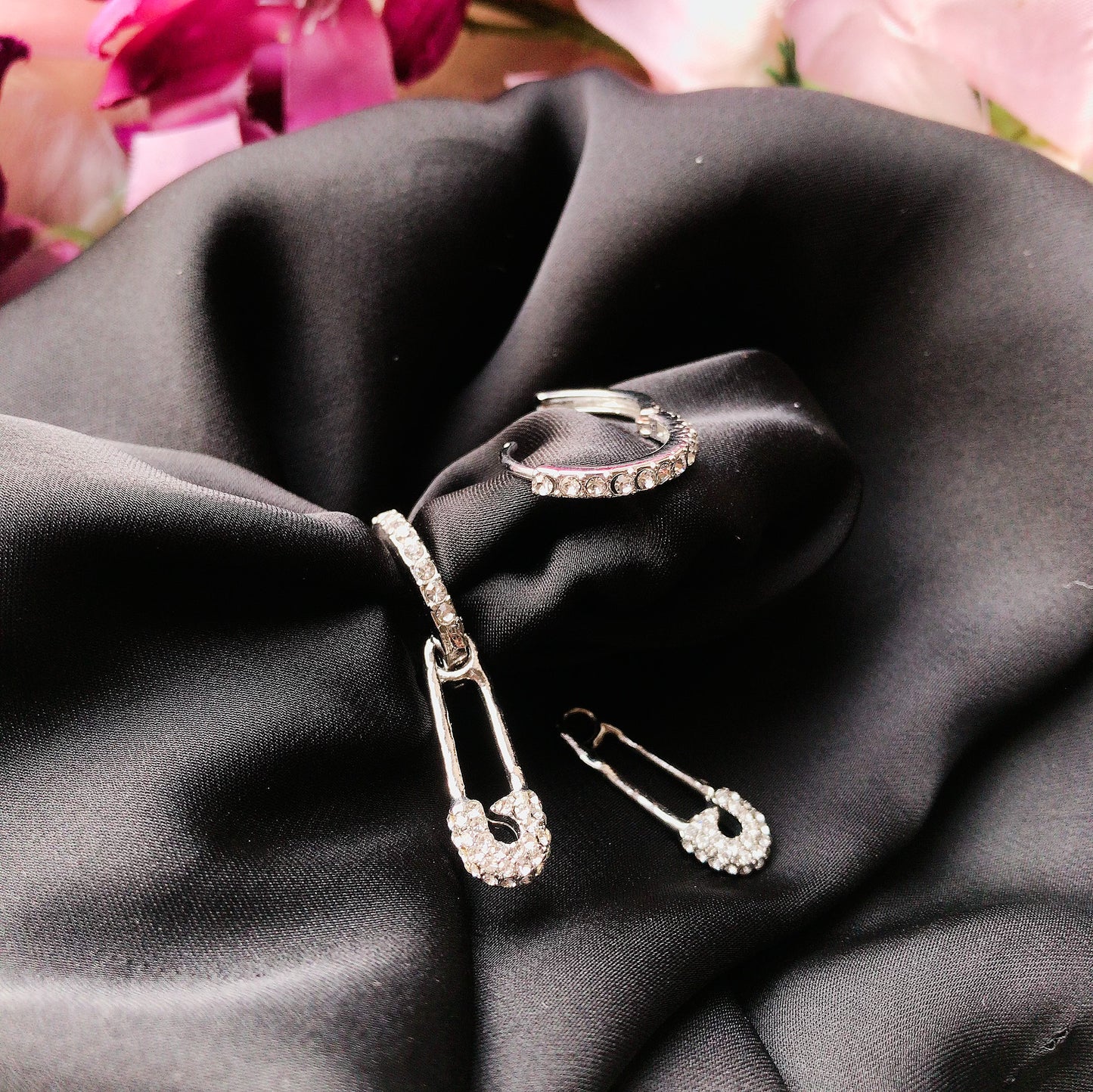 Silver Safetypin Earrings