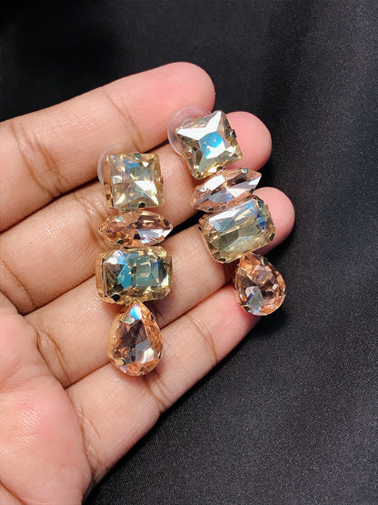 Peach Emerald  Stone Earring