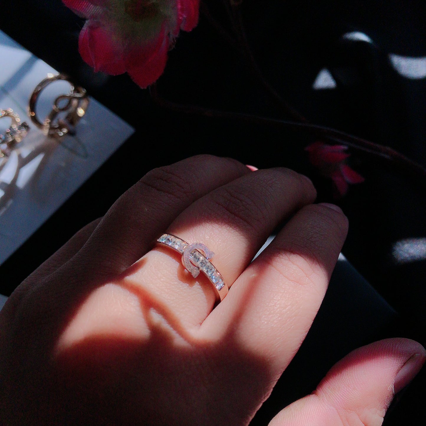 Rose Gold Titanium Belt Design Ring