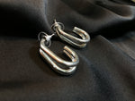 Load image into Gallery viewer, Silver Double Line Oval Hoop
