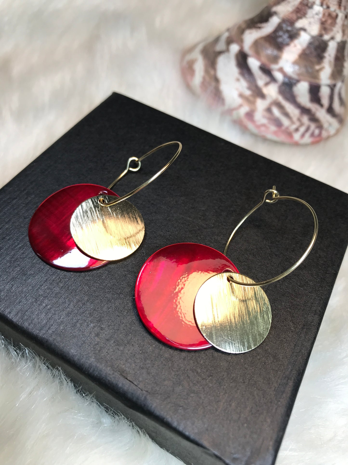 Red Gold Circle Earring