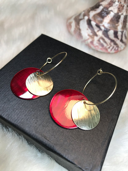 Red Gold Circle Earring
