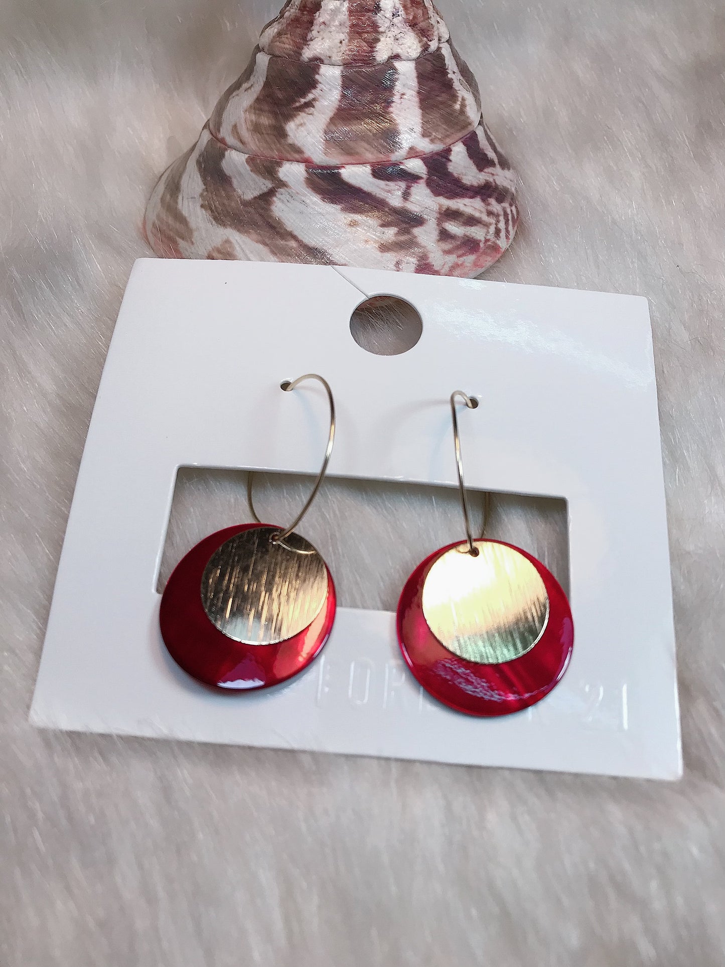 Red Gold Circle Earring