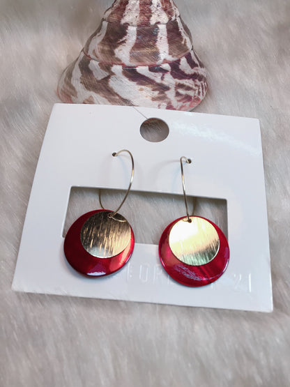 Red Gold Circle Earring