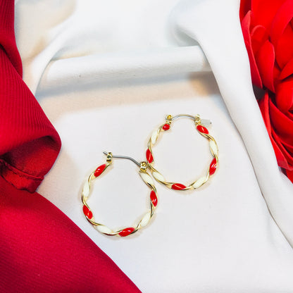 Red White twist Hoop
