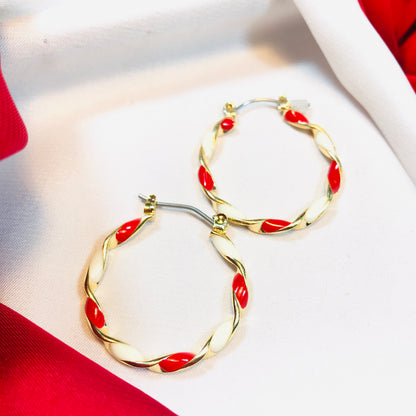 Red White twist Hoop