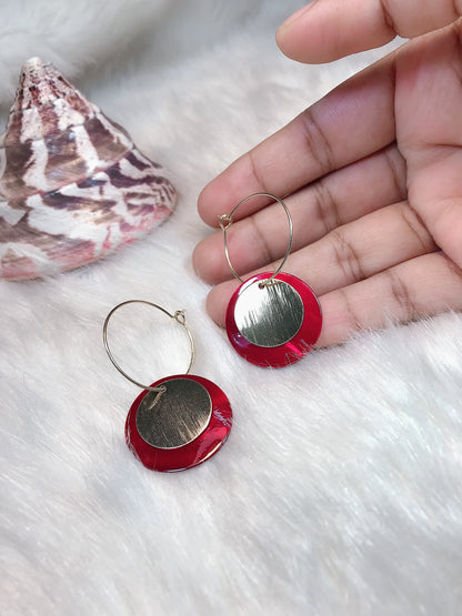 Red Gold Circle Earring