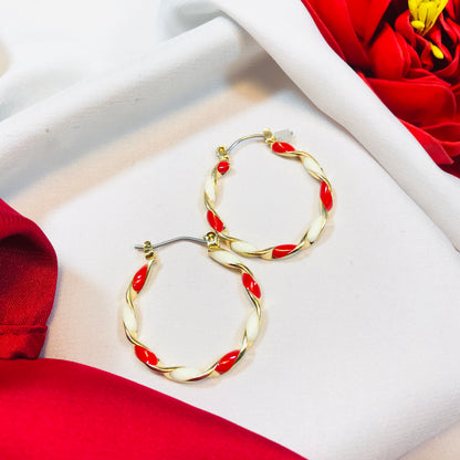 Red White twist Hoop